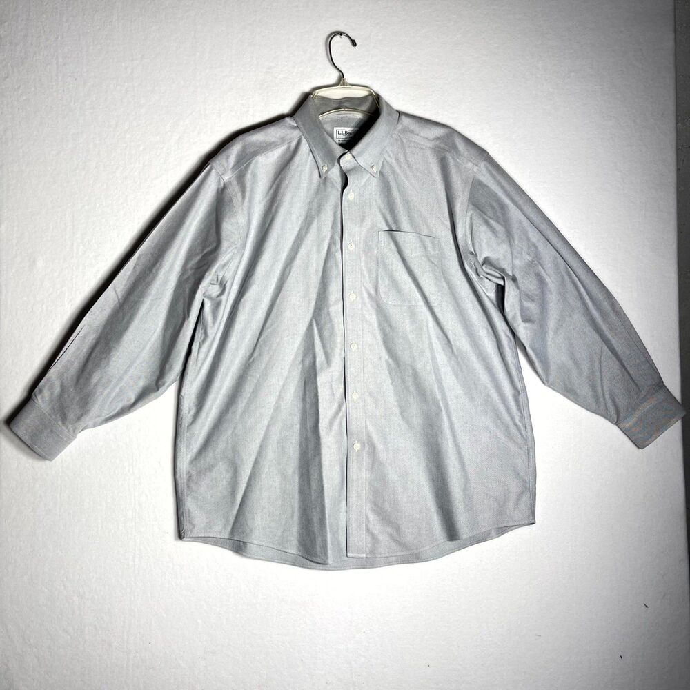 L. L. Bean Traditional Fit Light Gray Button Down 100% Cotton Size 16 1/2 - 32